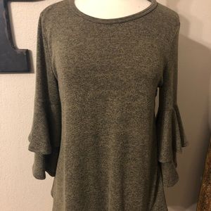 Grey Ruffle Sleeve Top